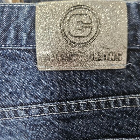 VTG Crest Jeans Junior 15/16 (32x29) Blue Silver Metallic Horse Bootcut Mid-Rise - Picture 13 of 13